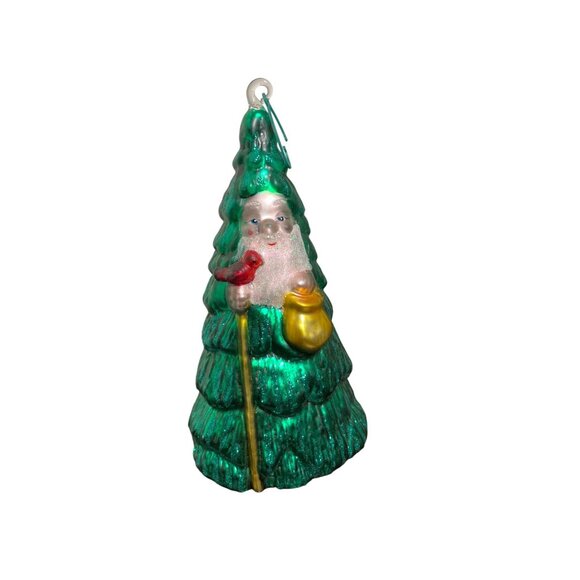 Vintage Dept. 56 Handblown Mercury Glass Santa Tree Ornament - Picture 1 of 6